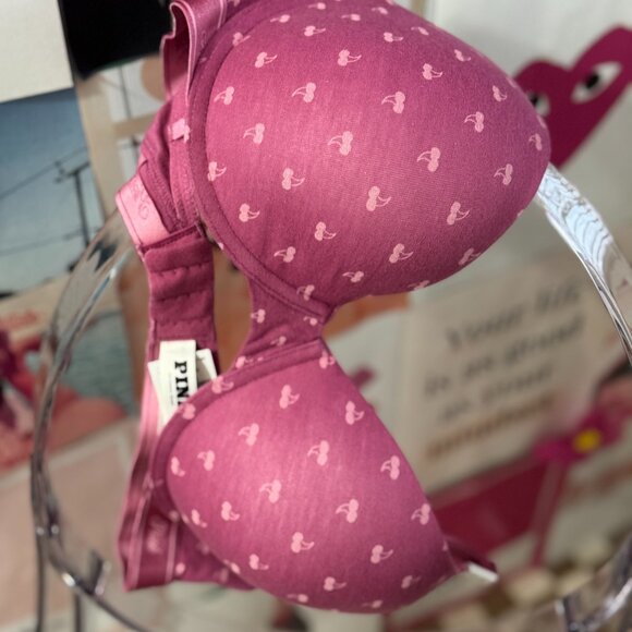 NWT Victoria's Secret Wear Everywhere Push Up Bra Cherry Print - Picture 3 of 7